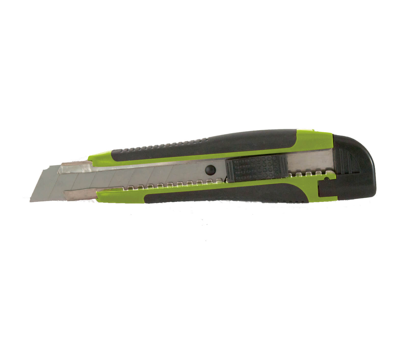 Tradineur - Cúter con 2 cuchillas de recambio, superficie antideslizante,  cutter con hoja de 110 x 18 mm, bloqueo de seguridad